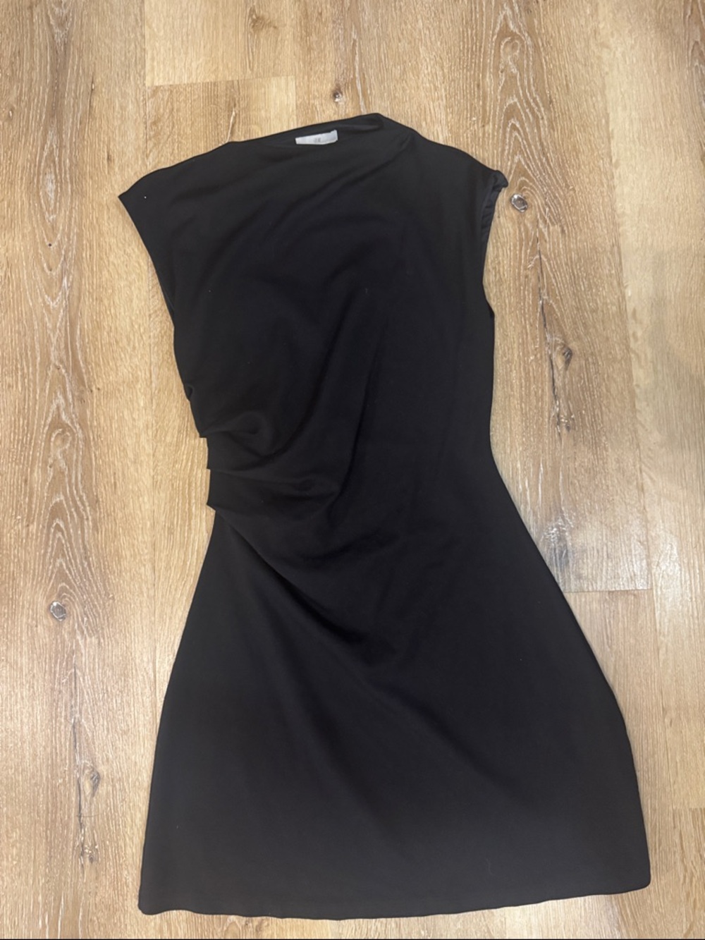 H&M Black Asymmetrical Draped Mini Dress